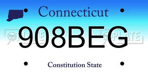 908BEG Connecticut License Plate