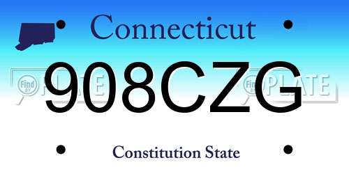 908CZG Connecticut License Plate