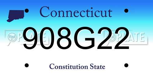 908G22 Connecticut License Plate