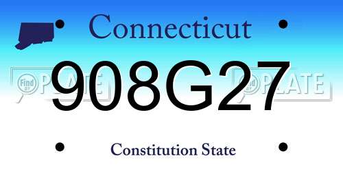 908G27 Connecticut License Plate