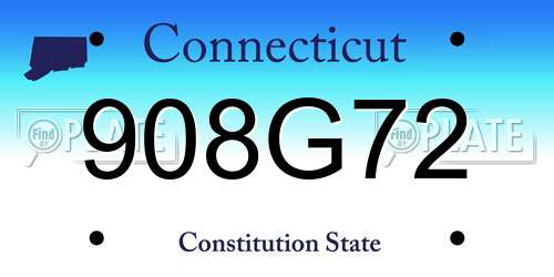 908G72 Connecticut License Plate