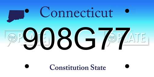 908G77 Connecticut License Plate