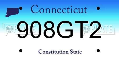 908GT2 Connecticut License Plate