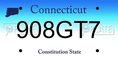 908GT7 Connecticut License Plate