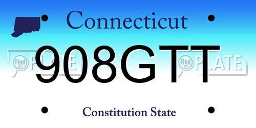 908GTT Connecticut License Plate
