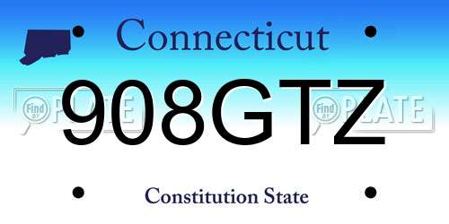 908GTZ Connecticut License Plate