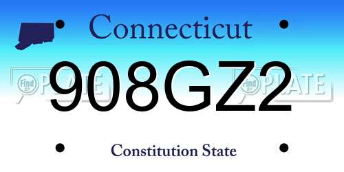 908GZ2 Connecticut License Plate