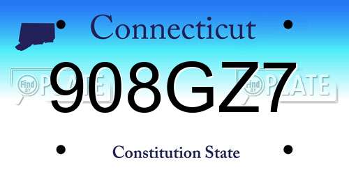 908GZ7 Connecticut License Plate
