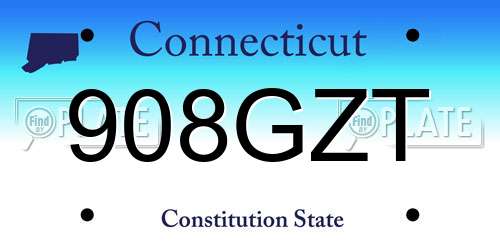 908GZT Connecticut License Plate