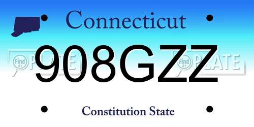 908GZZ Connecticut License Plate