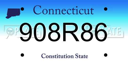 908R86 Connecticut License Plate