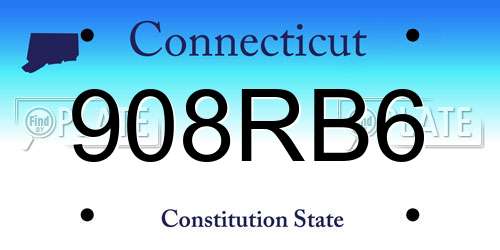 908RB6 Connecticut License Plate