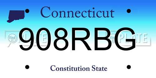 908RBG Connecticut License Plate
