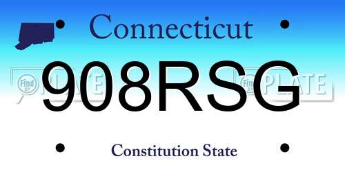 908RSG Connecticut License Plate