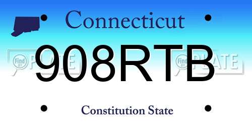 908RTB Connecticut License Plate