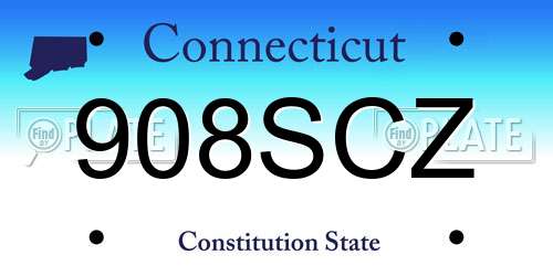 908SCZ Connecticut License Plate