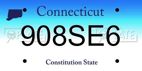 908SE6 Connecticut License Plate