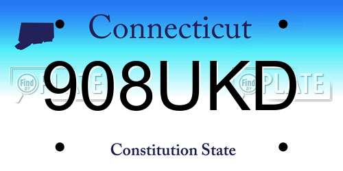 908UKD Connecticut License Plate