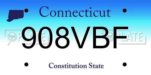908VBF Connecticut License Plate