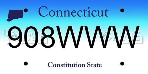 908WWW Connecticut License Plate
