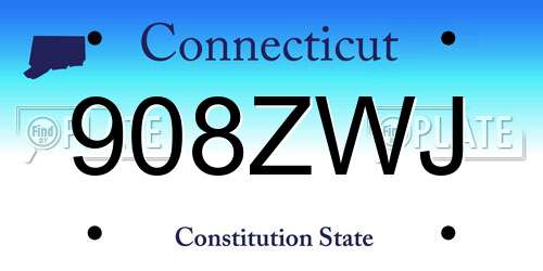 908ZWJ Connecticut License Plate