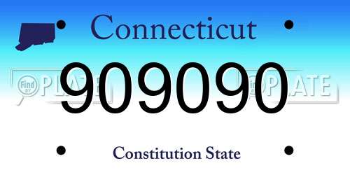 909090 Connecticut License Plate