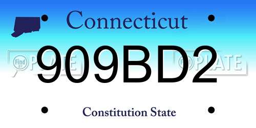 909BD2 Connecticut License Plate