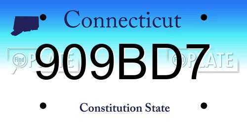909BD7 Connecticut License Plate