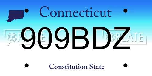 909BDZ Connecticut License Plate