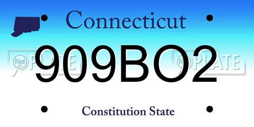 909BO2 Connecticut License Plate