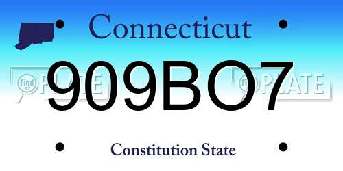 909BO7 Connecticut License Plate