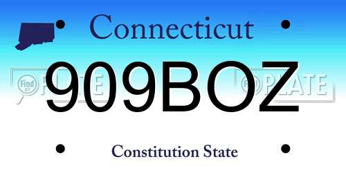 909BOZ Connecticut License Plate