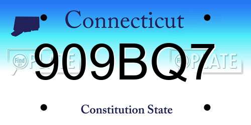 909BQ7 Connecticut License Plate
