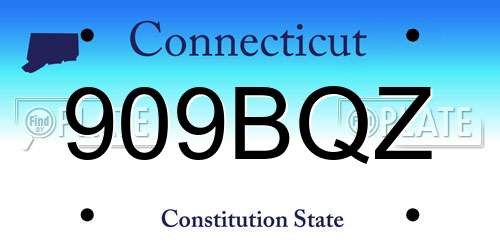 909BQZ Connecticut License Plate