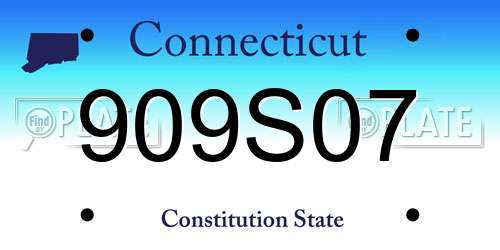 909S07 Connecticut License Plate
