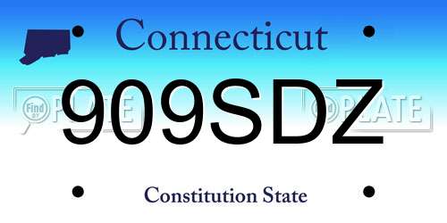 909SDZ Connecticut License Plate