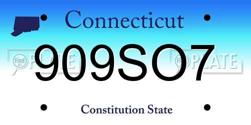 909SO7 Connecticut License Plate