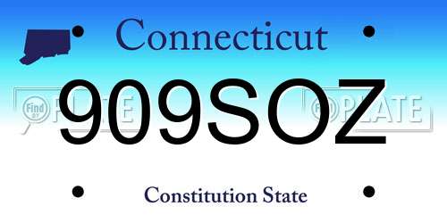 909SOZ Connecticut License Plate