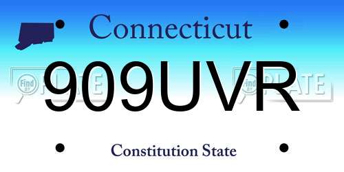909UVR Connecticut License Plate