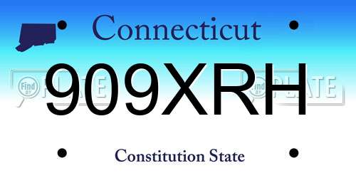 909XRH Connecticut License Plate