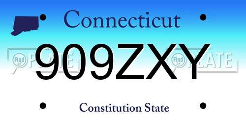 909ZXY Connecticut License Plate