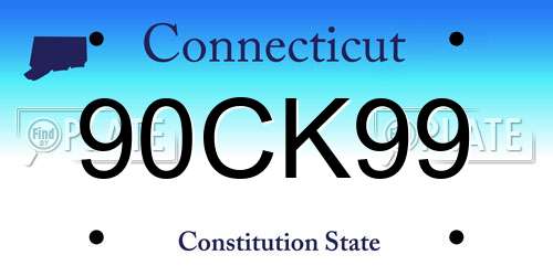 90CK99 Connecticut License Plate