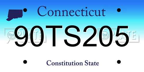 90TS205 Connecticut License Plate