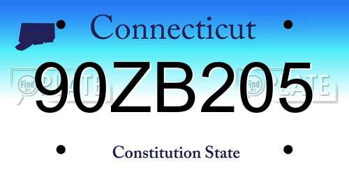 90ZB205 Connecticut License Plate