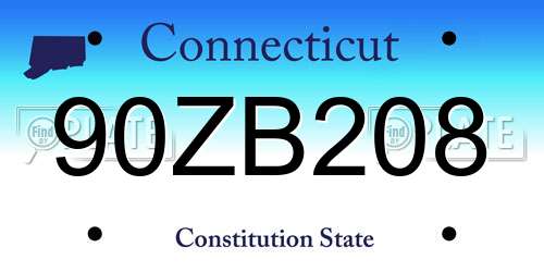 90ZB208 Connecticut License Plate