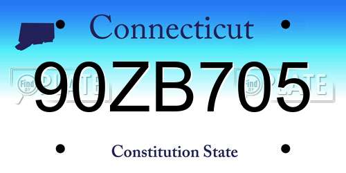 90ZB705 Connecticut License Plate