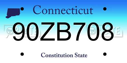 90ZB708 Connecticut License Plate