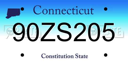 90ZS205 Connecticut License Plate