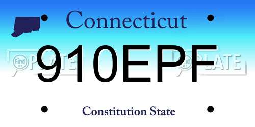 910EPF Connecticut License Plate