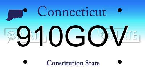 910GOV Connecticut License Plate